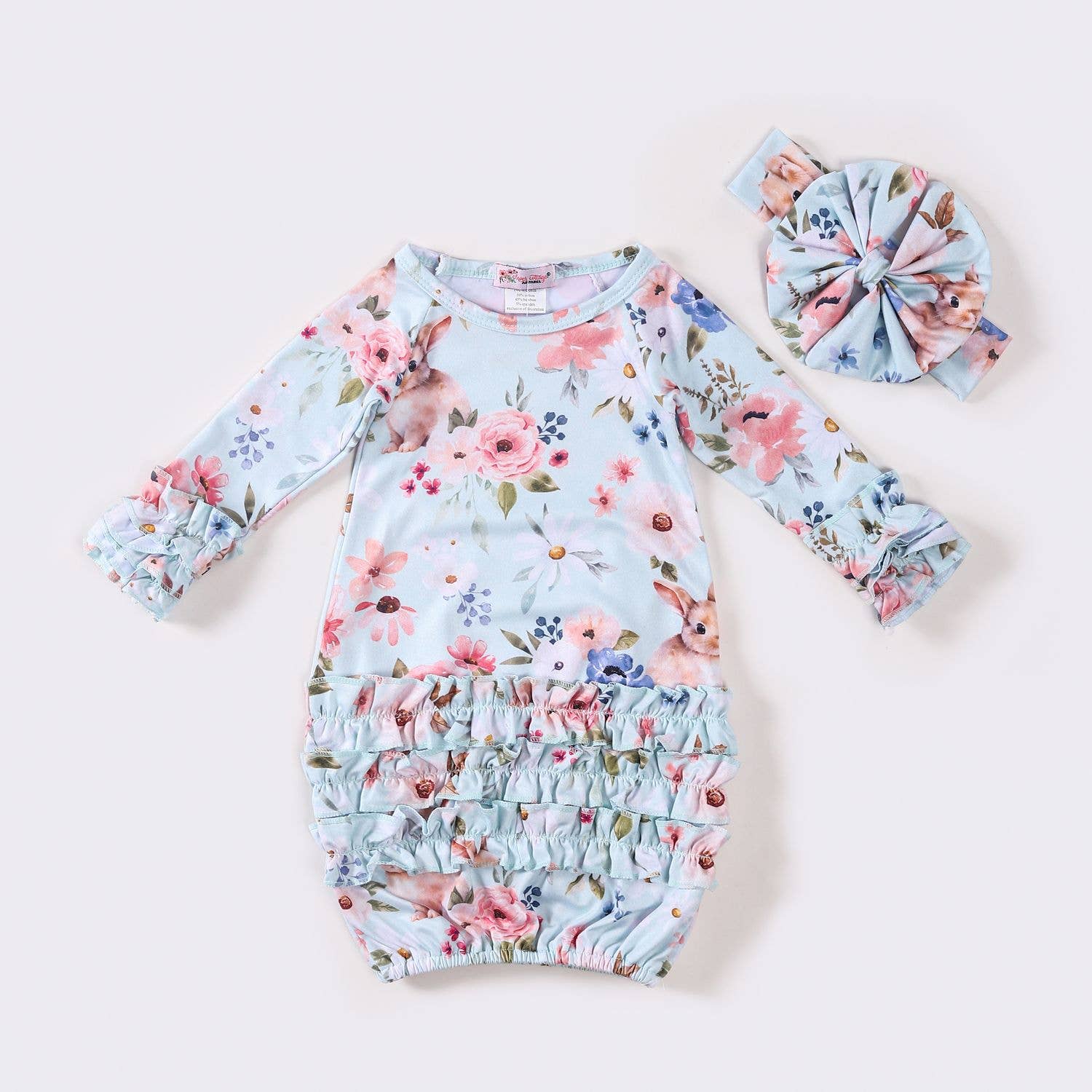 Floral Snuggle Bunny Baby NB Gown