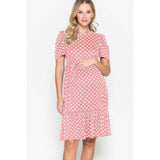 Maternity Polka Dot Babydoll Midi Dress