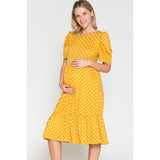 Maternity Polka Dot Babydoll Midi Dress