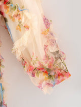 Pastel Flower Ruffle Layered Girls Dress