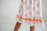 Girls Pink & Cantaloupe Flower Check Spring Summer Dress