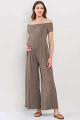 Off-the-Shoulder Wide-Leg Maternity Jumpsuit