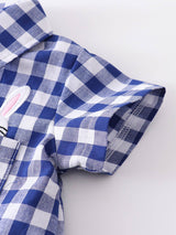 Blue Plaid Rabbit Boy Romper