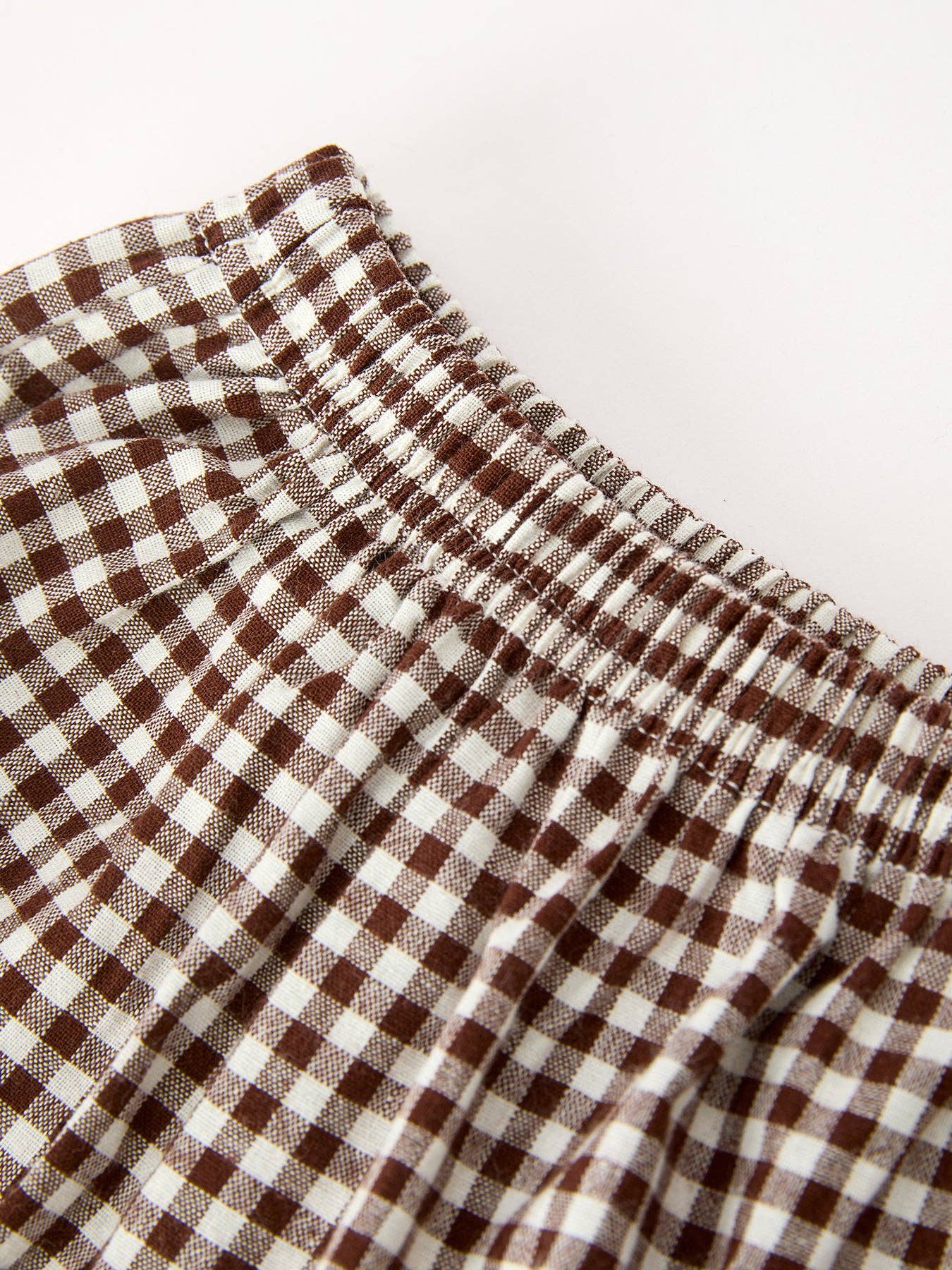 Gingham Baby Romper with Long Sleeve Puff Design