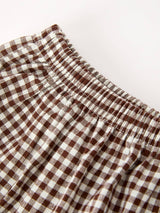Gingham Baby Romper with Long Sleeve Puff Design