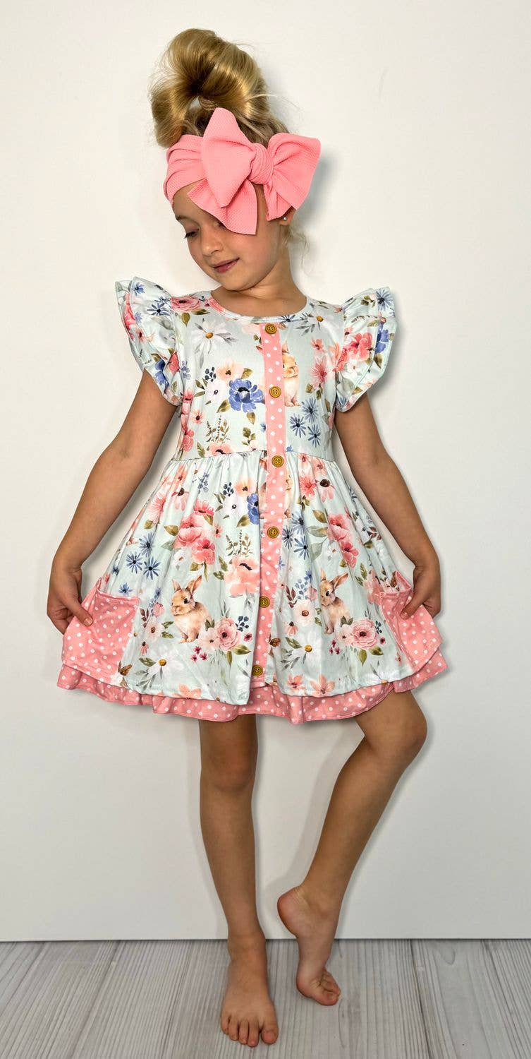 Floral Snuggle Bunny Girls Dress