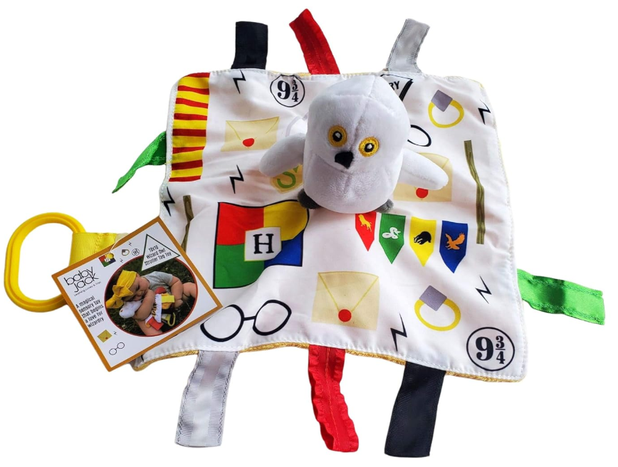 Wizard Owl Magic Crinkle Tag Square 10x10 Baby Stroller Toy