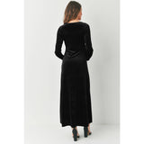 Velvet Long Sleeve Maternity Midi Dress