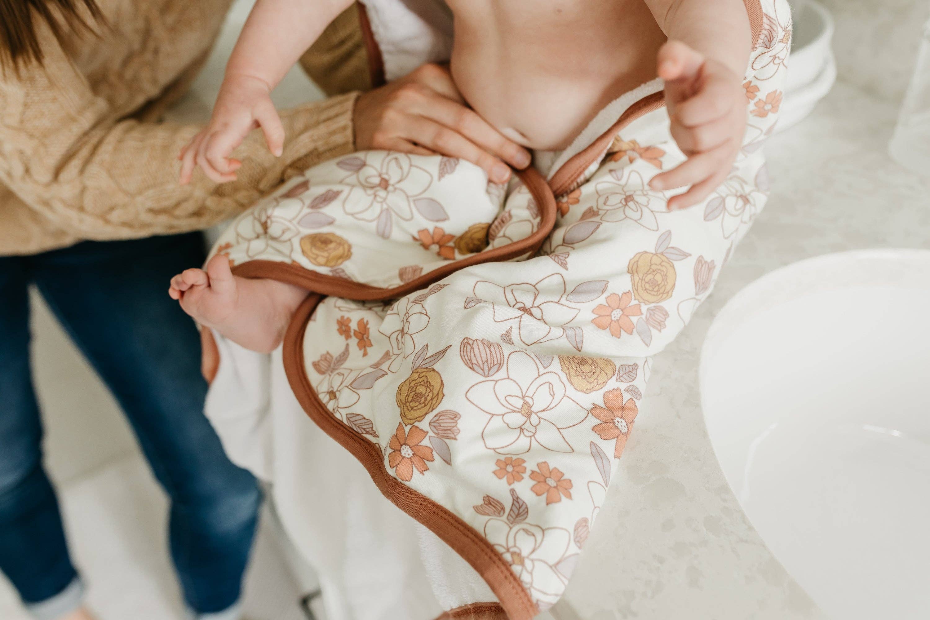 Copper Pearl Premium Baby Knit Hooded Towel - Ferra