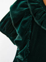 Rylee Faith Designs - Christmas Dark Green Velvet Girls Dress