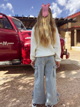 Girls Bow Sequins Pullover Sweater