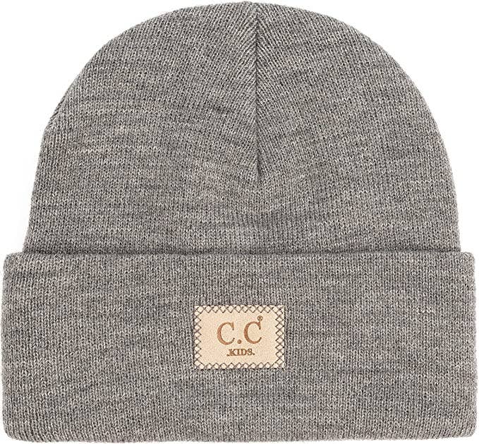 CC Kids Suede Patch Beanie (Heather Grey)