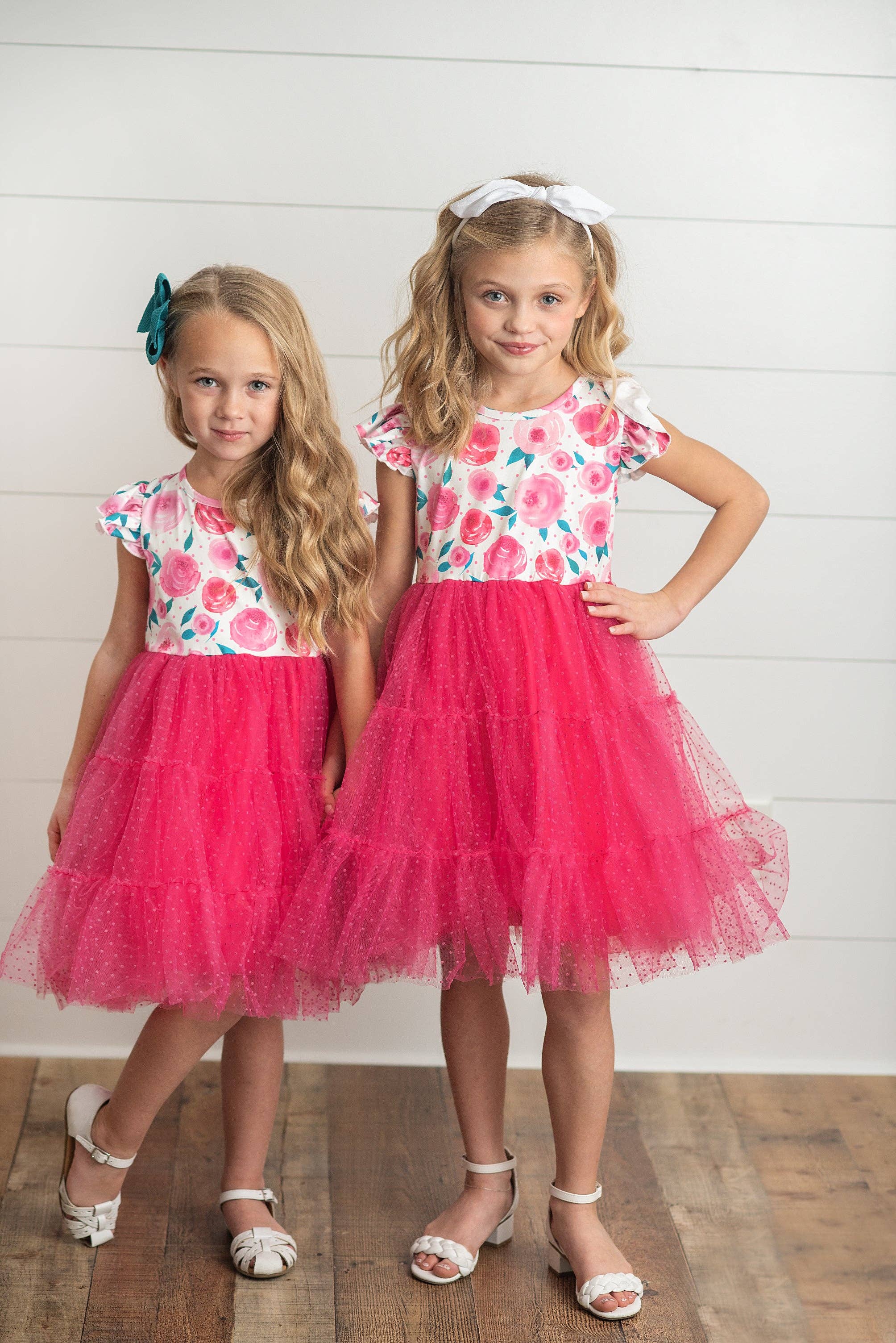 Bright Pink Rose Tiered Tulle Spring Easter Dress