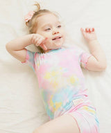 Vaenait Baby - Bamboo Tie Dyeing Tropical Neon Pink Short Sleeve PJs