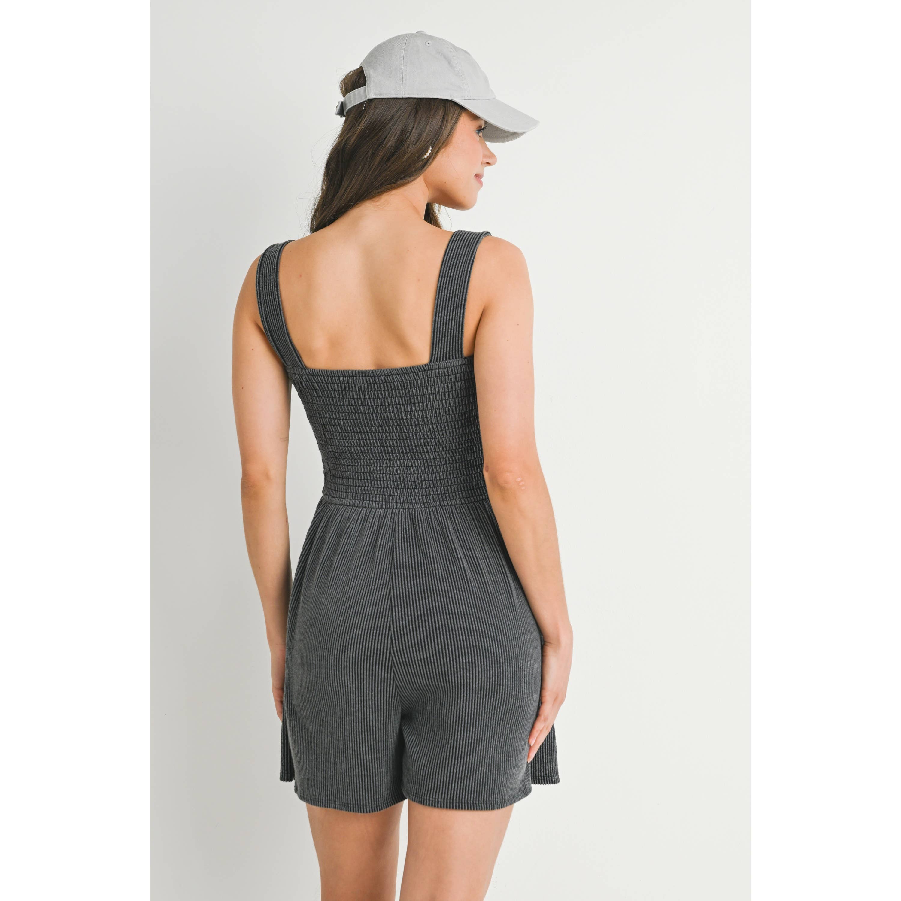 Ribbed Smocked Maternity Romper