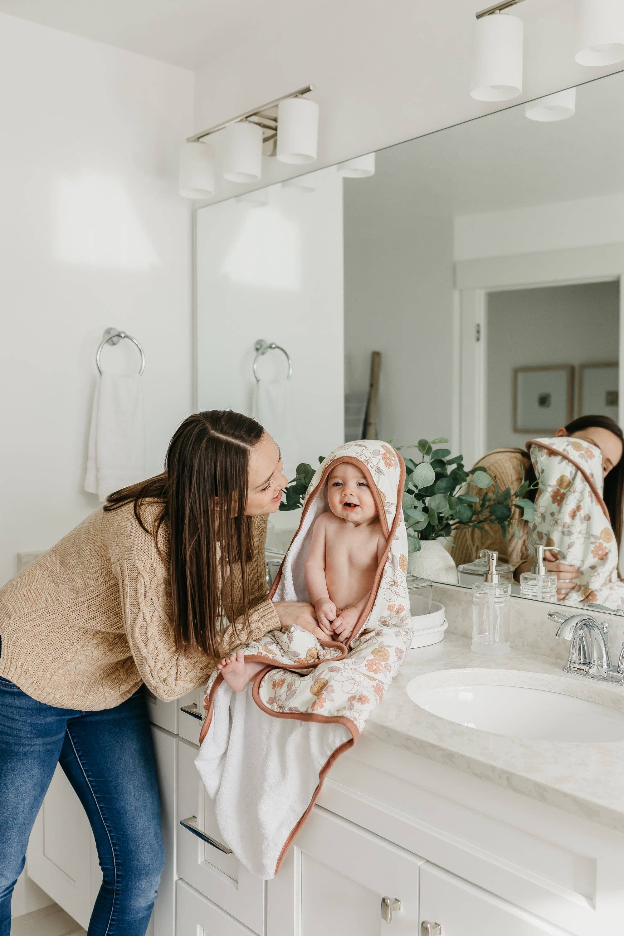 Copper Pearl Premium Baby Knit Hooded Towel - Ferra