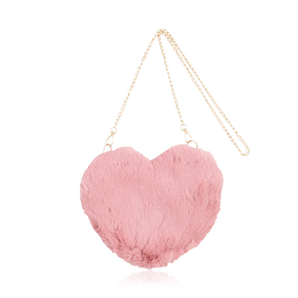 Mini Momo - Heart Shape Handbag Cute Girls Purse - Fluffy Faux Fur Bag