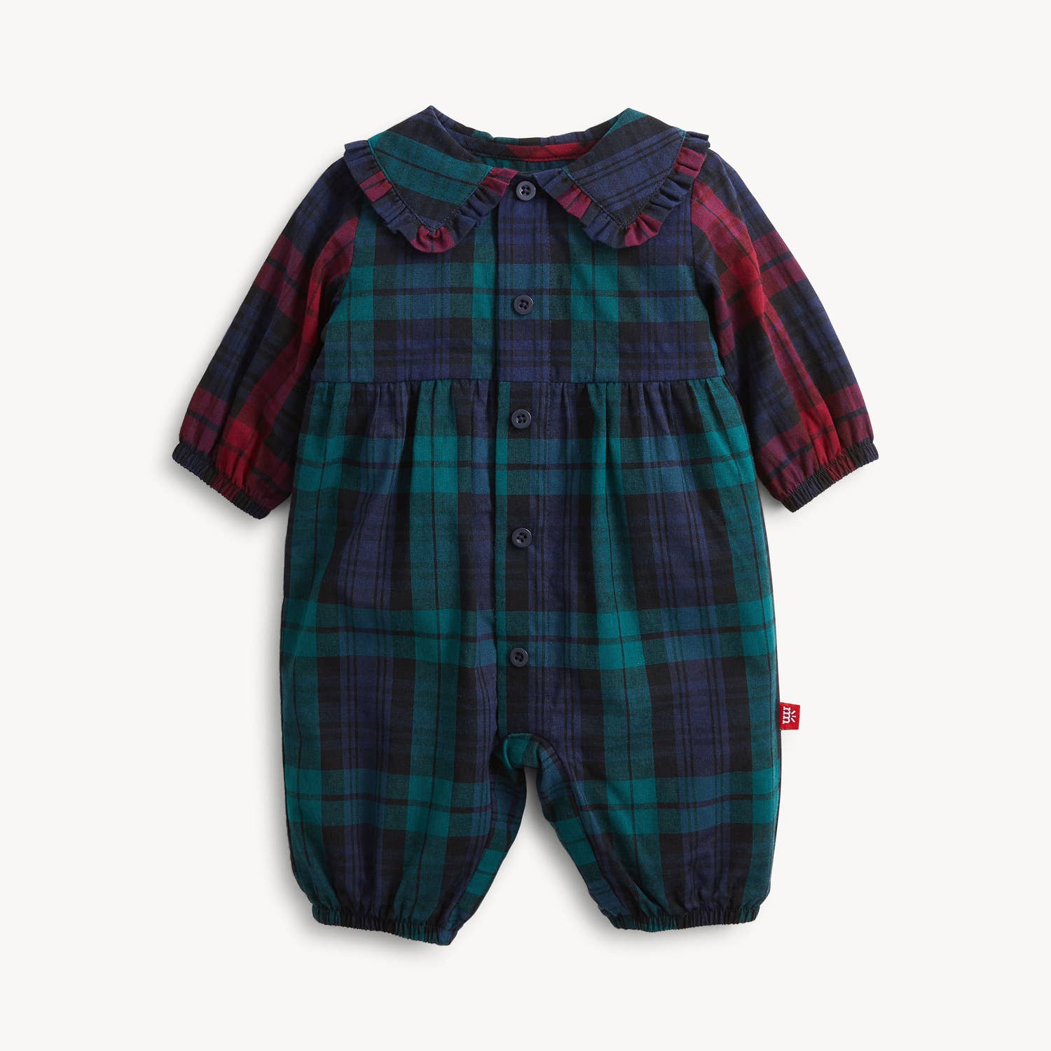 Magnetic Me | PLAID FLANNEL RED MULTI BABY GIRLS ROMPER