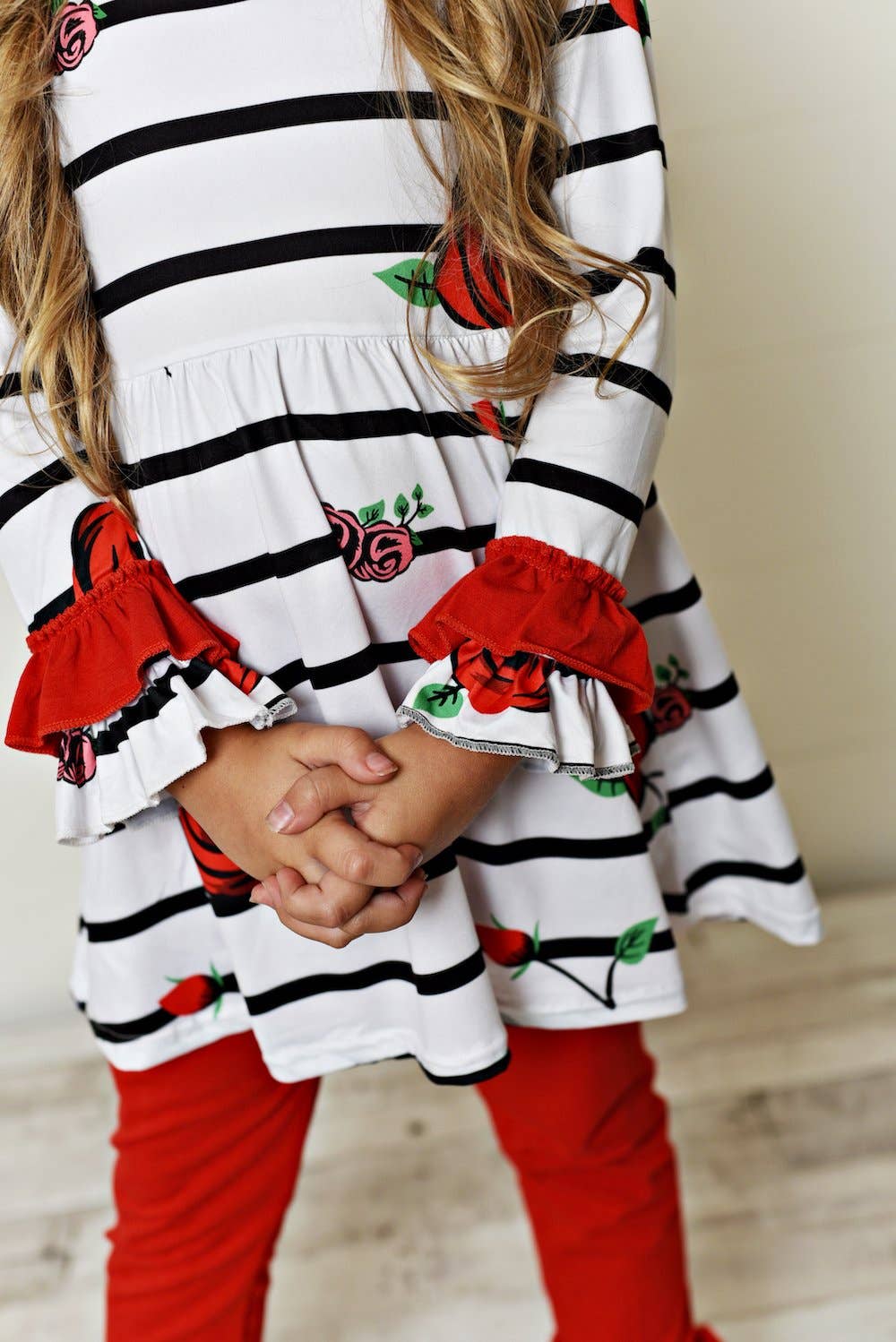 Kids Red and Black Stripe Tunic Set