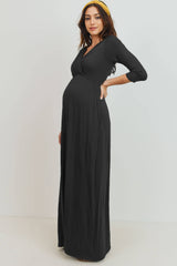 Surplice Quarter Sleeve Nursing Maxi Dress
