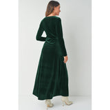 Velvet Long Sleeve Maternity Midi Dress