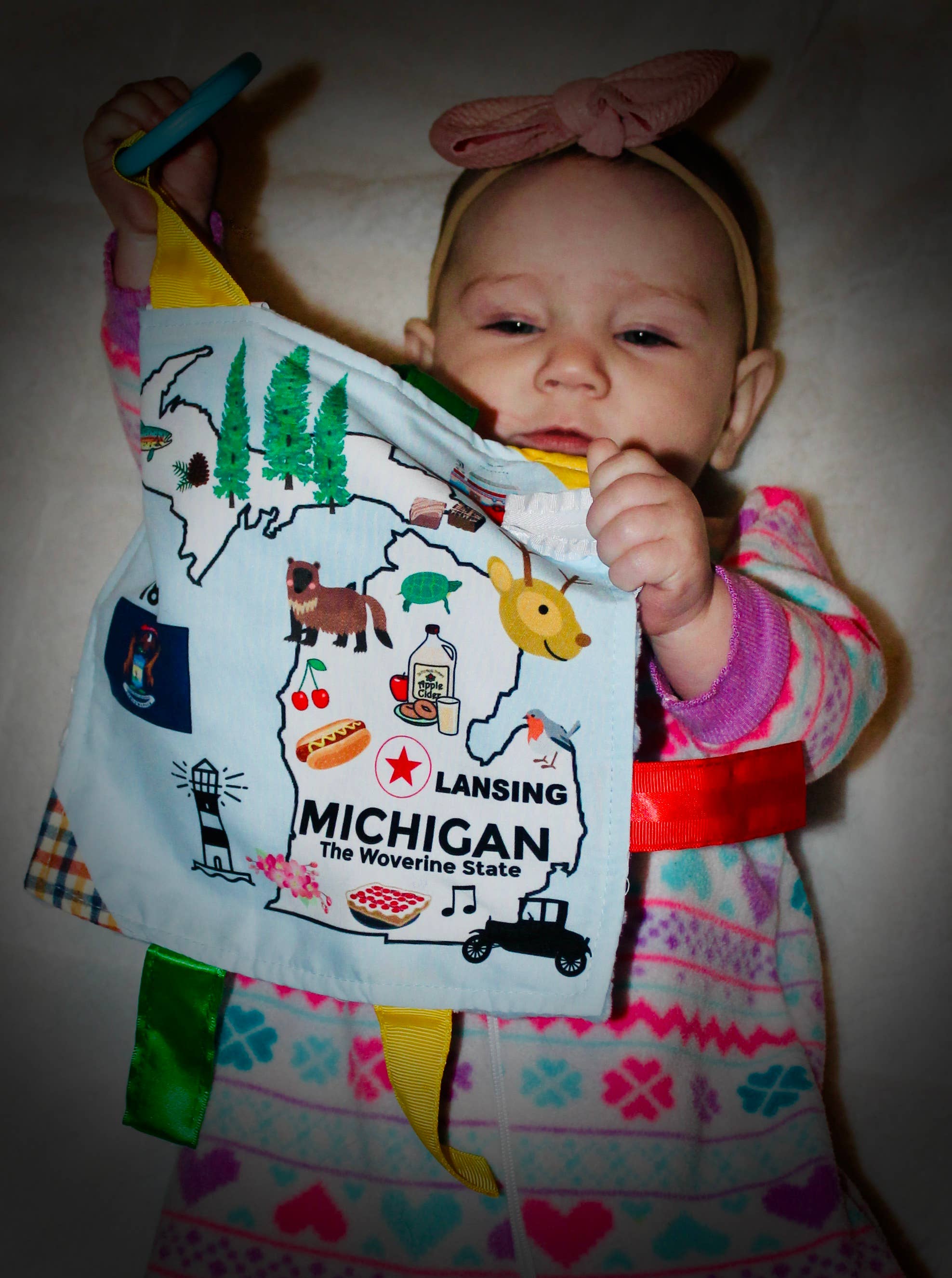 Michigan State Baby Learning Crinkle Tag Square 8"x 8" Toy