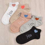 Mini Momo - Cute Women's Socks Set - Embroidery Heart Ankle Socks