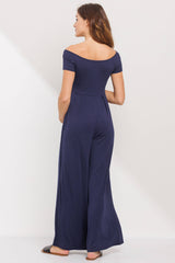 Off-the-Shoulder Wide-Leg Maternity Jumpsuit