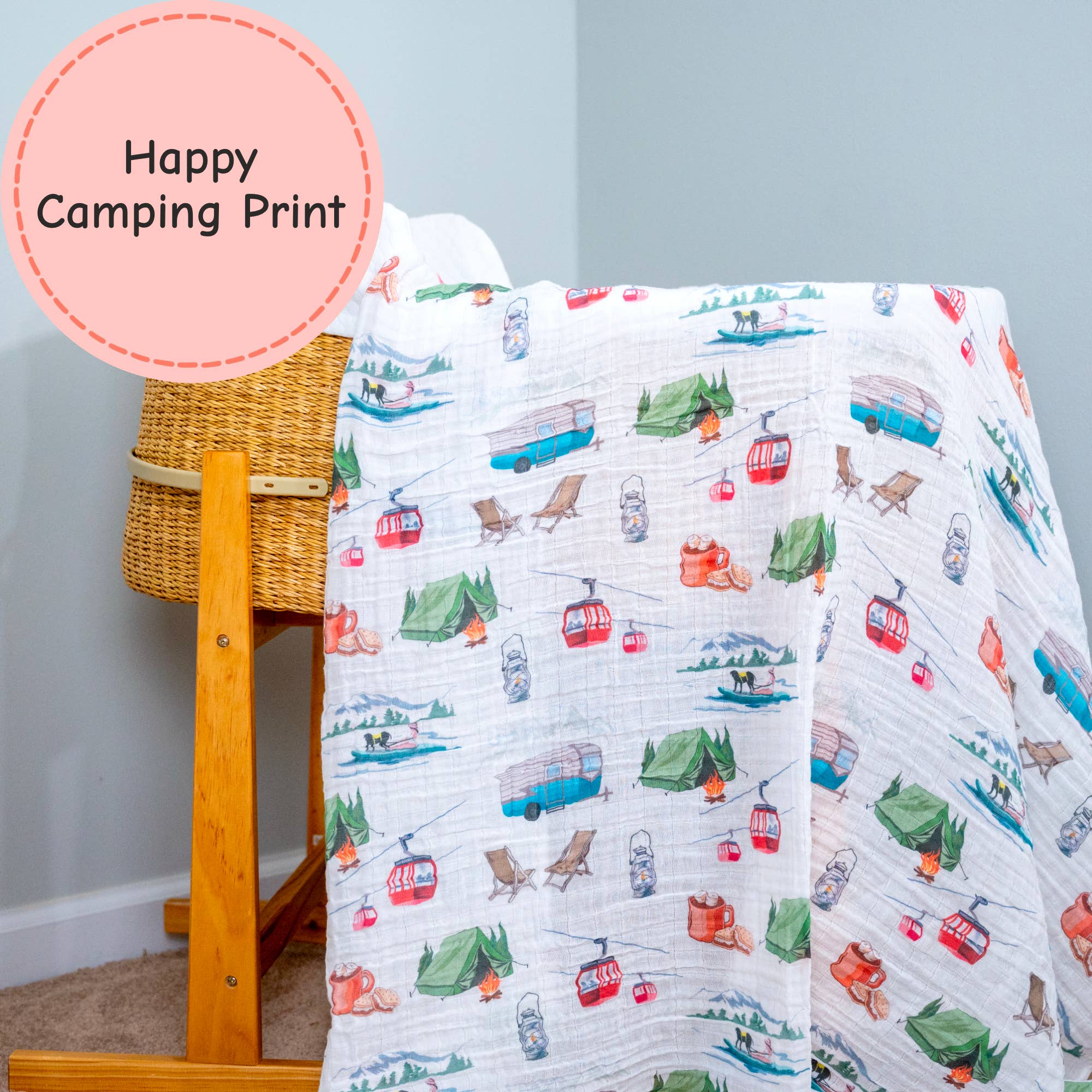 Campfire Crew Baby Muslin Swaddle Blanket