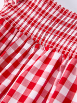 Summer Plaid Smocked Ruffle Girl Romper Sibling Outfits