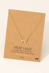 Gold Dipped Ribbon Bow Pendant Necklace