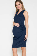 Maternity Ribbed Dress with Collar