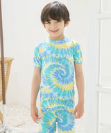 Vaenait Baby - Bamboo Tie Dyeing Yellow Blue Short Sleeve PJs