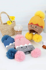 Toddlers Dinosaur Pom Pom Ear Flap Beanie
