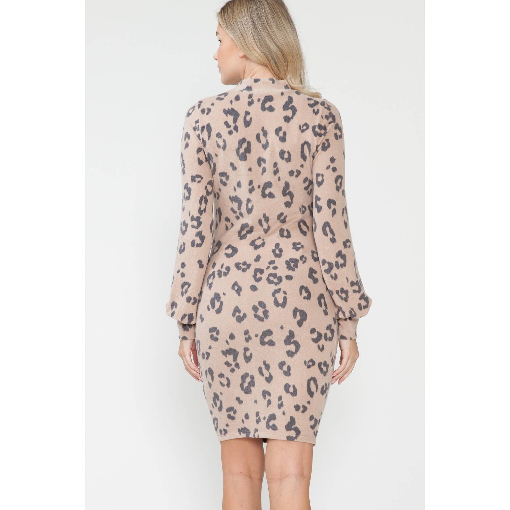 Maternity Leopard Mock Neck Midi Dress