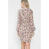 Maternity Leopard Mock Neck Midi Dress