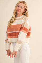 TWEEN KIDS GIRLS ROUND NECK CROPPED SWEATER  (7-14)