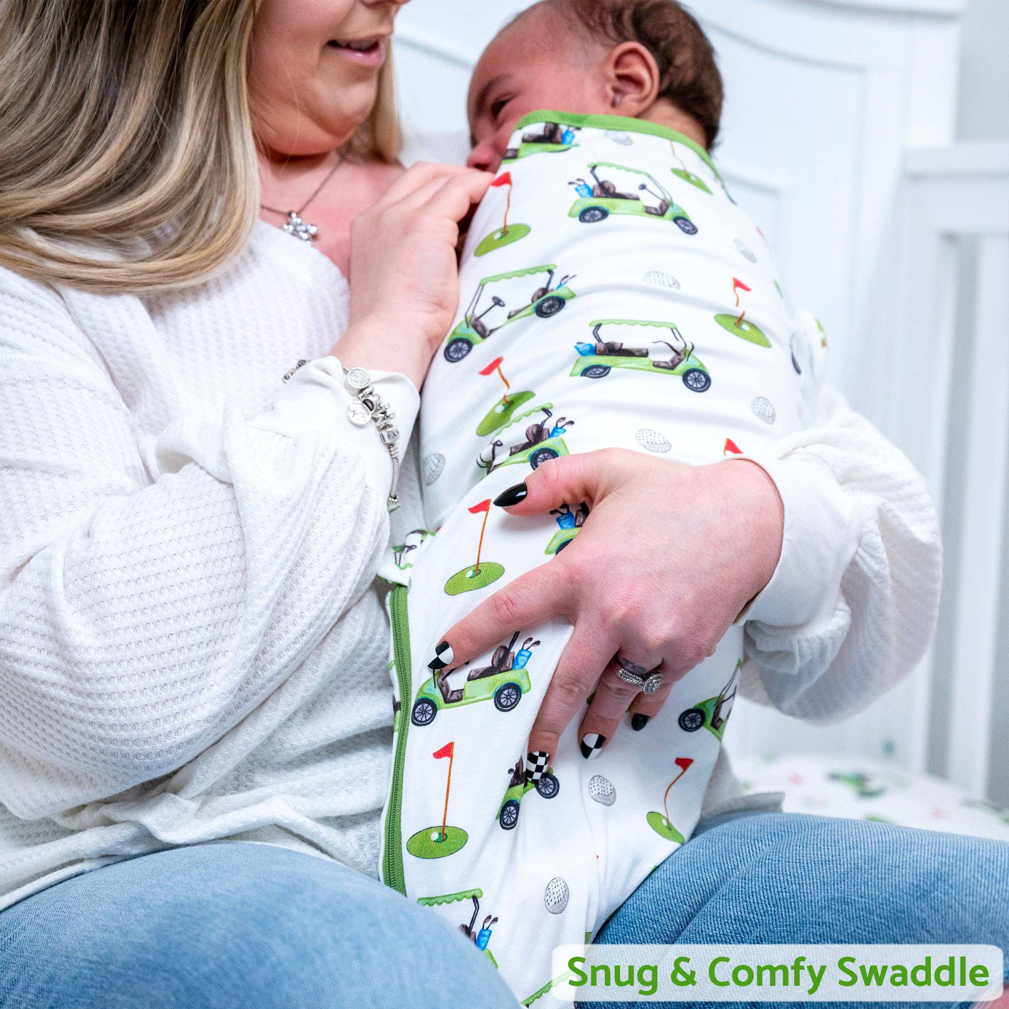 Cotton Velcro Newborn Swaddle Sack Golf A Round