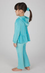 Toddler Girl Velour Hoodie Jacket, Flare Pant, Scrunchie Set