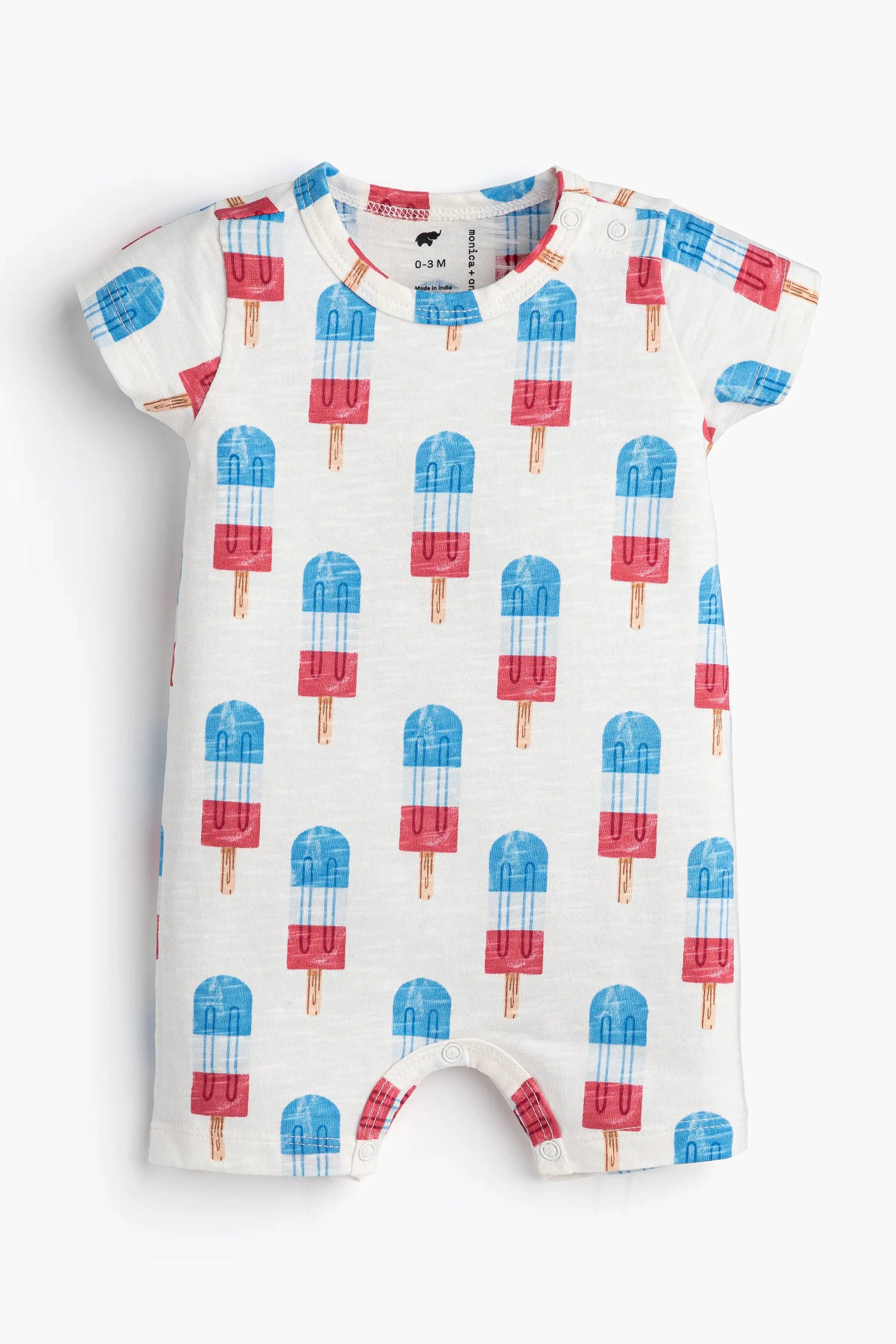 4th of July Slub Shorty Romper_Americana Ice Pops