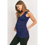 Ruched Surplice Maternity Nursing Tank Top