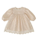 Beige Lace Long Sleeve Baby Girls Dress