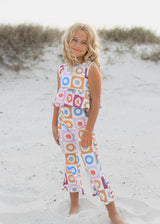 Adorable Sweetness - Kids Retro Daisy Checkered Spring Summer Bell Bottom Set