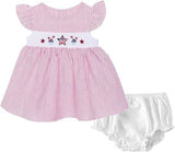 Newborn Girl Red Smocked July 4th Dress