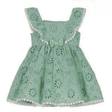 Blueberi Boulevard Girls Dress - Green Eyelet