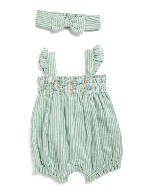 Little Me Bubble Romper with Headband