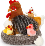 8Pcs Stuffed Animal, Stuffed Hen with Little Baby Chicks and Coop