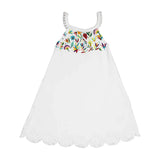 Kids' Organic Embroidered Twirl Dress w-Pockets in White Floral