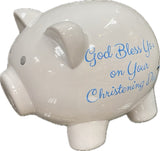 Christening Piggy Bank - Blue