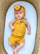 Embroidered Tank And Tap Short Set 0-3M Tangerine Floral